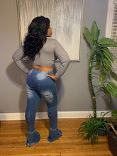 Load image into Gallery viewer, Get With The Flare Sweetie Ripped Flare Jeans