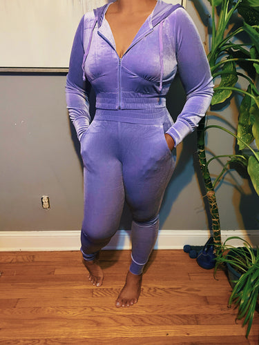 Purple Diamond Velour Sweatsuit Set