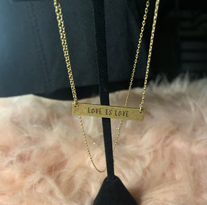 Love Is Love Bar Necklace