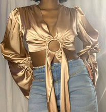 Load image into Gallery viewer, Expensive Taste Champagne Bubble Sleeve Blouse